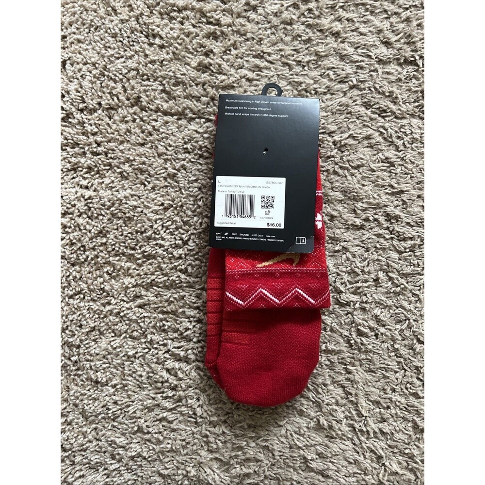Nike Men Elite Crew Basketball Christmas Green Socks Size 8-12 Women 10-13 - Picture 2 of 3